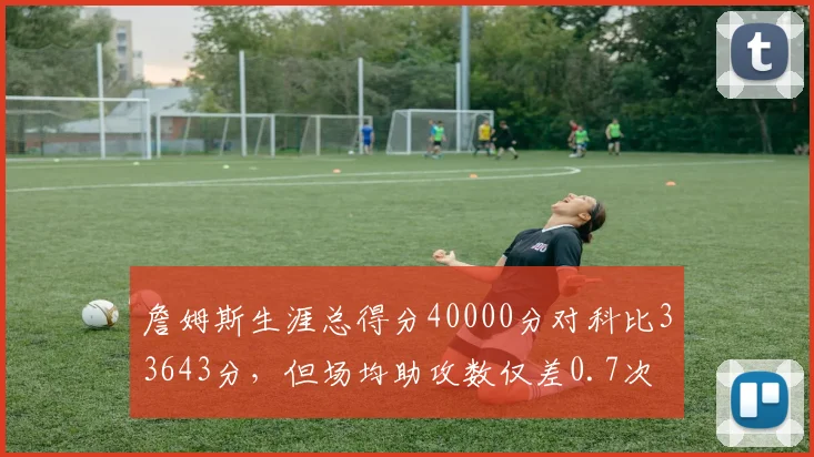 詹姆斯生涯总得分40000分对科比33643分，但场均助攻数仅差0.7次